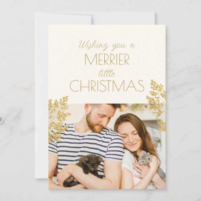 Moderne Merrier Kleine Weihnachten Ein Foto Kätzch (Vorderseite)