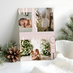 Moderne Merry & Bright Bold Typografie 3 Foto Pink Folien Feiertagskarte<br><div class="desc">Mit unserer modernen und eleganten vergoldeten vergoldeten Urlaubskarte in fröhlicher und heller Rose können Sie Ihren Urlaub bei Familie und Freunden genießen. Das Design bietet "Merry & Bright" in fett-stylishem Design, das auf einzigartige Weise ein Drei-Foto-Layout umrahmt, um Ihre speziellen Fotos für die ganze Familie anzuzeigen. Entwurf des Moodthology Papers...</div>
