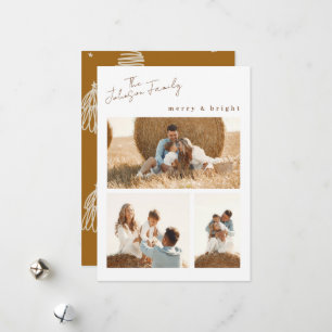 Moderne Merry & Bright Christmas Famille Carte pho