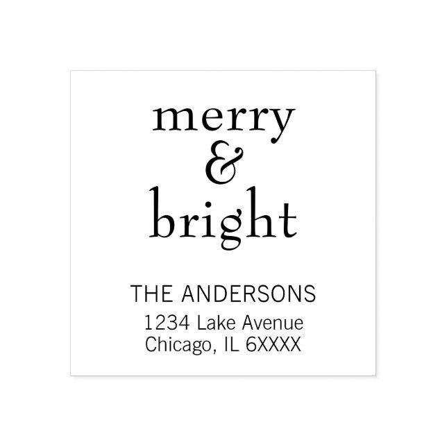 Moderne Merry & Bright Familienname Urlaub Gummistempel (Prägung)
