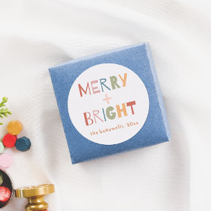 Moderne Merry & Bright Fun farbenfroh Runder Aufkleber