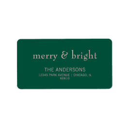 Moderne Merry & Bright Holiday Adresse Grün & Rosa Adressaufkleber