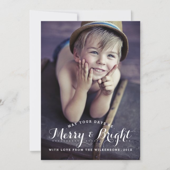 Moderne Merry & Bright Holiday Deux Cartes photos (Devant)
