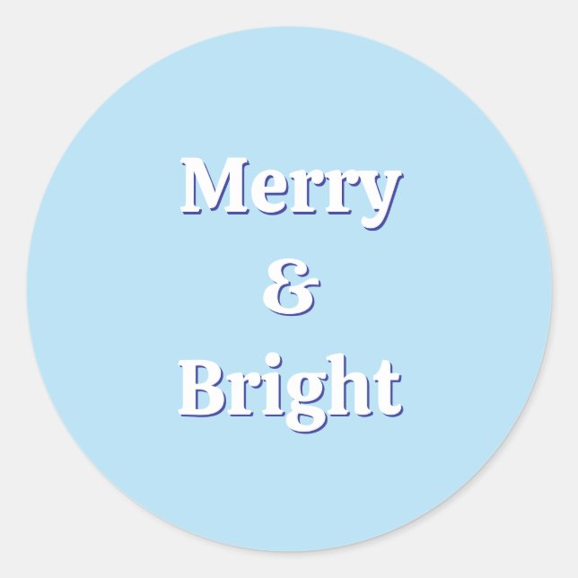 Moderne Merry & Bright Ice Blauer Weihnachtsurlaub Runder Aufkleber (Vorderseite)