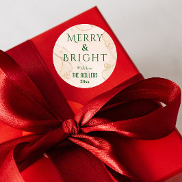 Moderne Merry & Bright niedliche Weihnachten Runder Aufkleber