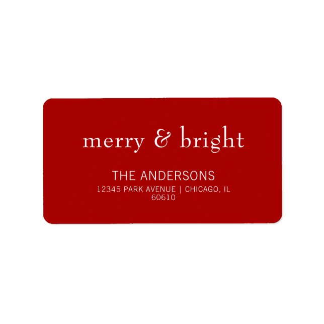 Moderne Merry & Bright Red Holiday Adresse Adressaufkleber (Vorne)