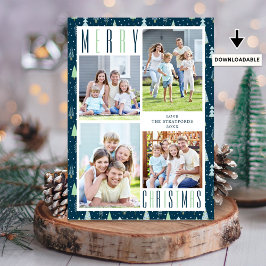 Moderne MERRY CHRISTMAS Foto Collage Trees Feiertagskarte