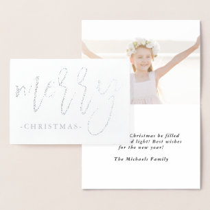 Moderne Merry Typografie mit zwei Fotos Weihnachte Folienkarte