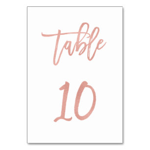 Moderne Messe Rose Gold Wedding Tischnummer 10
