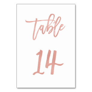 Moderne Messe Rose Gold Wedding Tischnummer 14