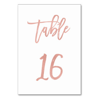 Moderne Messe Rose Gold Wedding Tischnummer 16