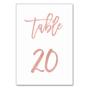 Moderne Messe Rose Gold Wedding Tischnummer 20
