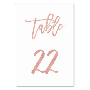 Moderne Messe Rose Gold Wedding Tischnummer 22