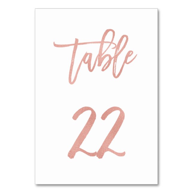 Moderne Messe Rose Gold Wedding Tischnummer 22 (Vorderseite)