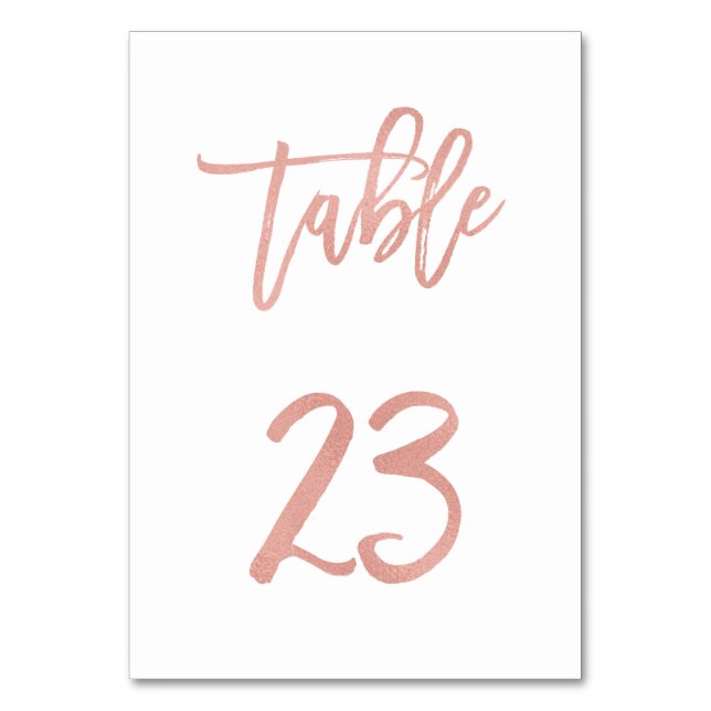 Moderne Messe Rose Gold Wedding Tischnummer 23 (Vorderseite)