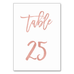 Moderne Messe Rose Gold Wedding Tischnummer 25
