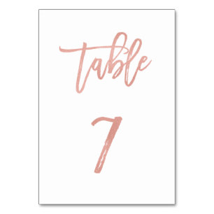 Moderne Messe Rose Gold Wedding Tischnummer 7