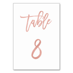 Moderne Messe Rose Gold Wedding Tischnummer 8