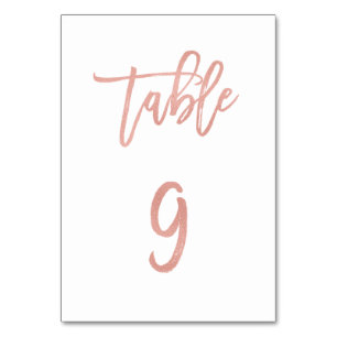 Moderne Messe Rose Gold Wedding Tischnummer 9