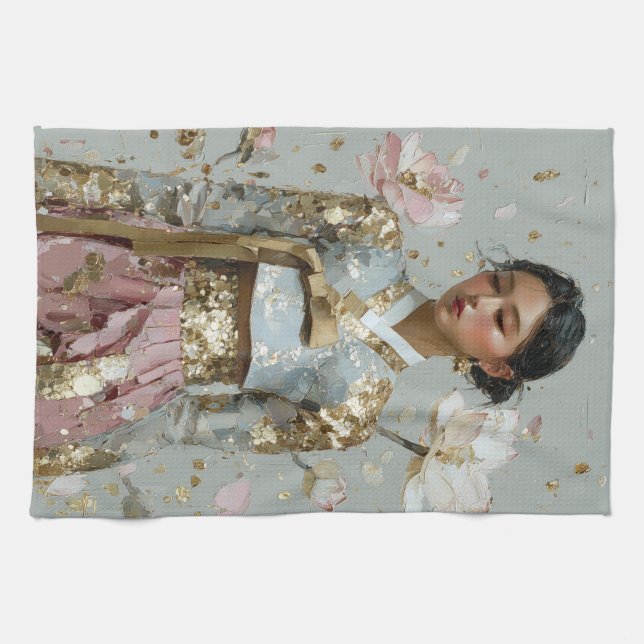 Moderne Metal Hanbok Kunst Geschirrtuch (Horizontal)