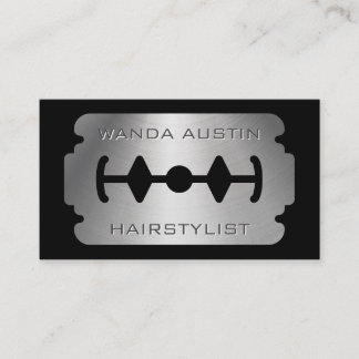 Moderne Metall-Rasierklingen-Friseur-Hairstylist Visitenkarte