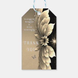 Moderne Metallic Gold Floral Wedding Einladung Geschenkanhänger