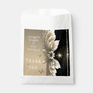 Moderne Metallic Gold Floral Wedding Einladung Geschenktütchen
