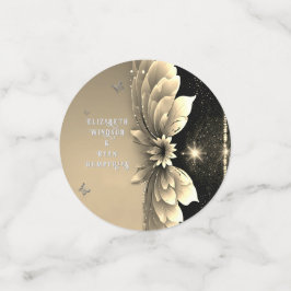 Moderne Metallic Gold Floral Wedding Einladung Konfetti