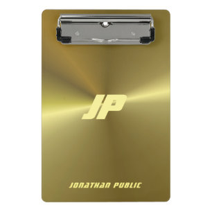 Moderne Metallic Gold Look Monogram Vorlage Mini Klemmbrett