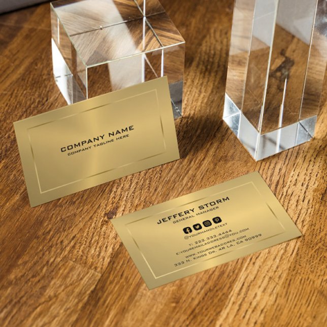 Moderne Metallic Gold Textur Schwarze Typografie Visitenkarte (Von Creator hochgeladen)