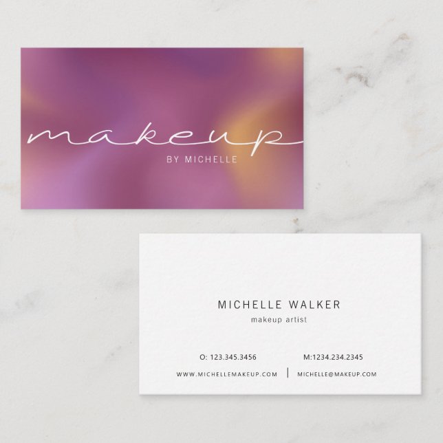 Moderne Metallic Ombre Elegante Typografie Visitenkarte (Vorne/Hinten)