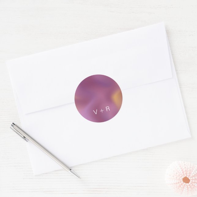 Moderne Metallic Ombre Monogram Wedding Sticker (Umschlag)