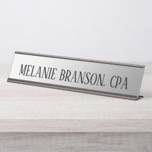 Moderne Metallic Silber Job Titel Name Schreibtisc Schreibtischnamensplakette