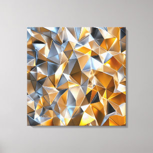 Moderne Metallische Abstrakt Gold Silber Geometris Leinwanddruck