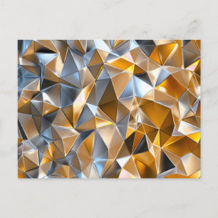 Moderne Metallische Abstrakte Gold Silber Geometri Ankündigungspostkarte