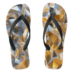 Moderne Metallische Abstrakte Gold Silber Geometri Flip Flops