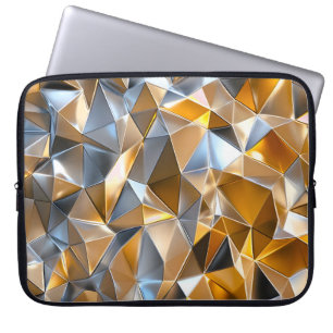 Moderne Metallische Abstrakte Gold Silber Geometri Laptopschutzhülle