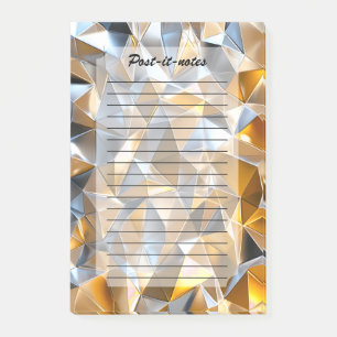 Moderne Metallische Abstrakte Gold Silber Geometri Post-it Klebezettel