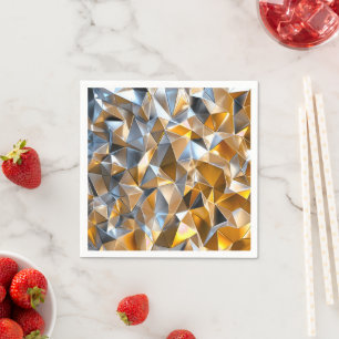 Moderne Metallische Abstrakte Gold Silber Geometri Serviette