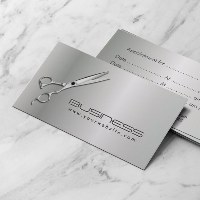 Moderne Metallische Friseursalon Ernennung Terminkarte (Von Creator hochgeladen)