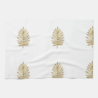 Moderne metallische goldene botanische Palmblatt-M Geschirrtuch