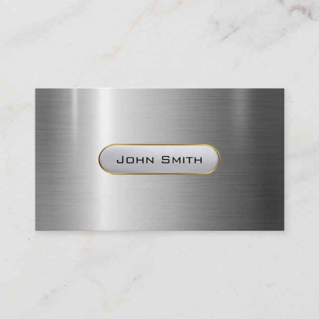 Moderne metallische Imitate Silber-Edelstahl-Look  Visitenkarte (Vorderseite)