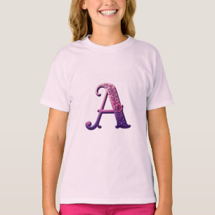 Moderne Metallische Rosemaling Buchstabe A, Rosa/L T-Shirt