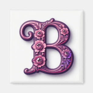 Moderne Metallische Rosemaling Buchstabe B, Rosa/L Magnet
