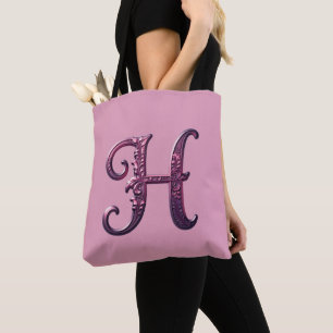 Moderne Metallische Rosemaling Buchstabe H, Rosa/L Tasche