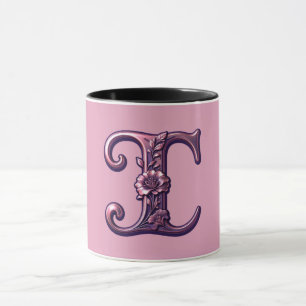 Moderne Metallische Rosemaling Buchstabe I, Rosa/L Tasse