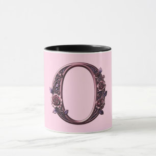 Moderne Metallische Rosemaling Buchstabe O, Rosa/L Tasse