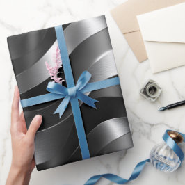 Moderne Metallische Silberwellen-Abstraktes Muster Geschenkpapier