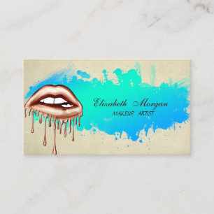 Moderne Metallische Triefende Lippen-Makeup Artist Visitenkarte