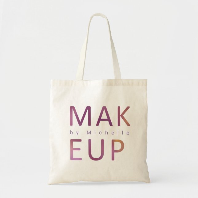 Moderne Metallische Typografie Makeup Artist Monog Tragetasche (Vorne)
